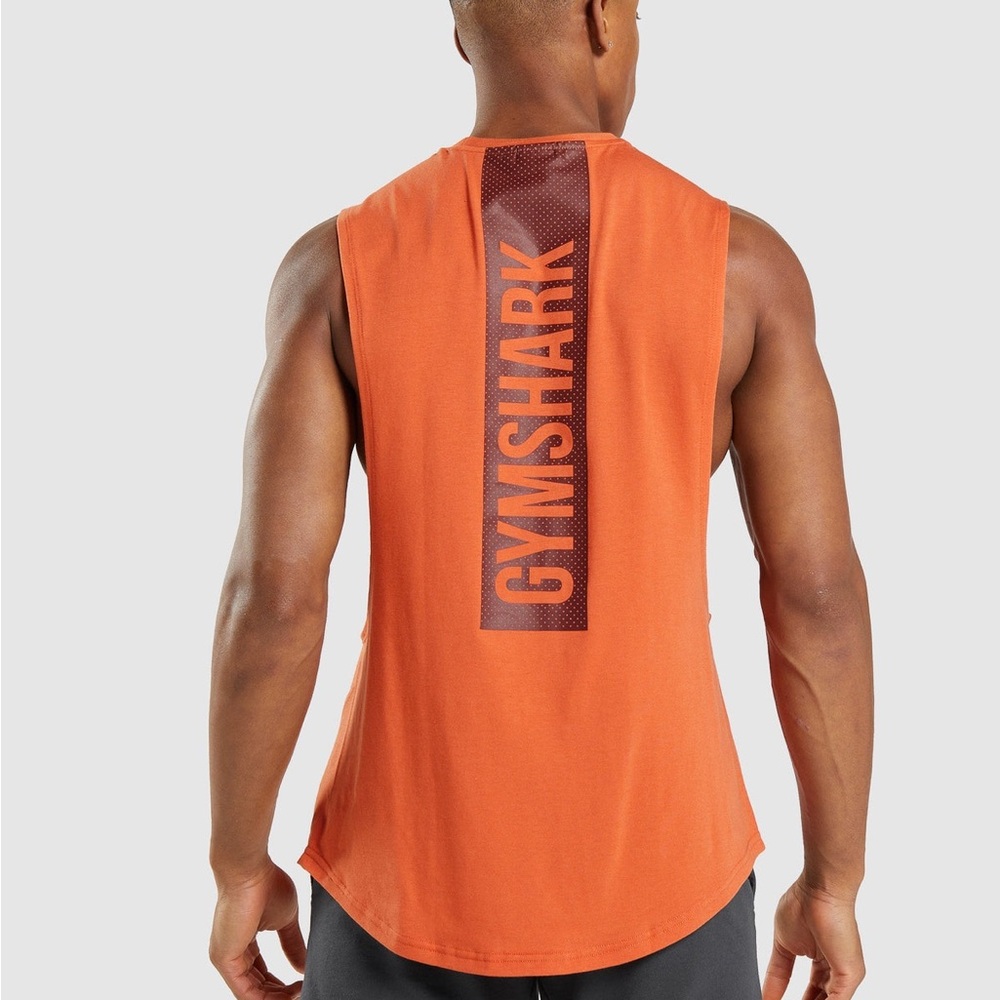 Gymshark Men's Orange Tank Top with Dark Orange Back Panel